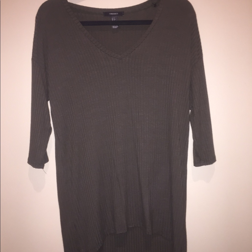 Forever 21 quarter sleeve v-neck long sweater